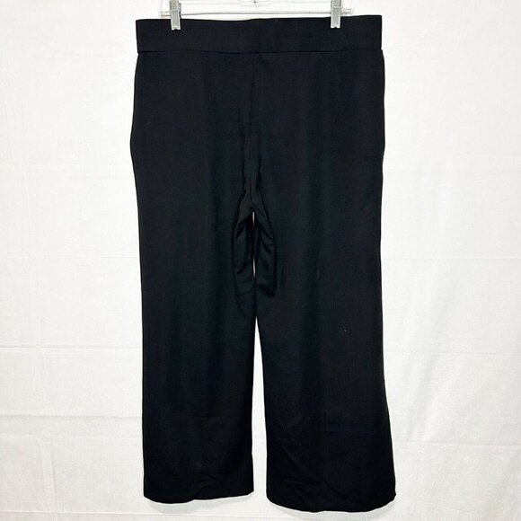 Suzanne Betro Women's Pull On High Rise Wide Leg Pants Black Sz 2X (35x26) Slits - Picture 3 of 5